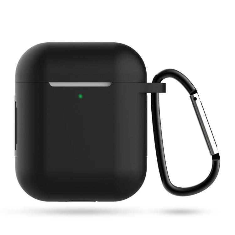 black airpod case cover with attached carabiner